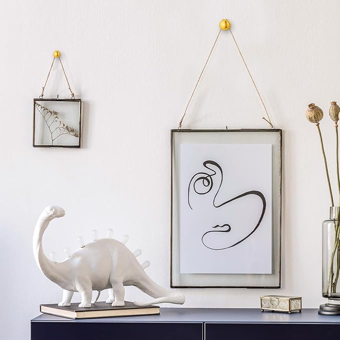 Ferraycle 40 Piece Double Headed Picture Hangers Nails 4 Size Long Thumb Tacks for Wall Hanging Decorative Nails Push Pins Picture Hooks for Drywall Photo Decor, 10/20/ 30/ 50lb(Gold)-DeskLoop Office