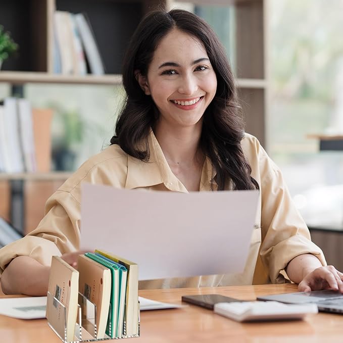 Geyoga 2 Pcs Acrylic File Holder Clear Mail Folder Organizer 5 Sections Multifunction Desktop Storage Letter Sorter Envelope Vertical Dividers for Office, Home, Desk Organization-DeskLoop Office