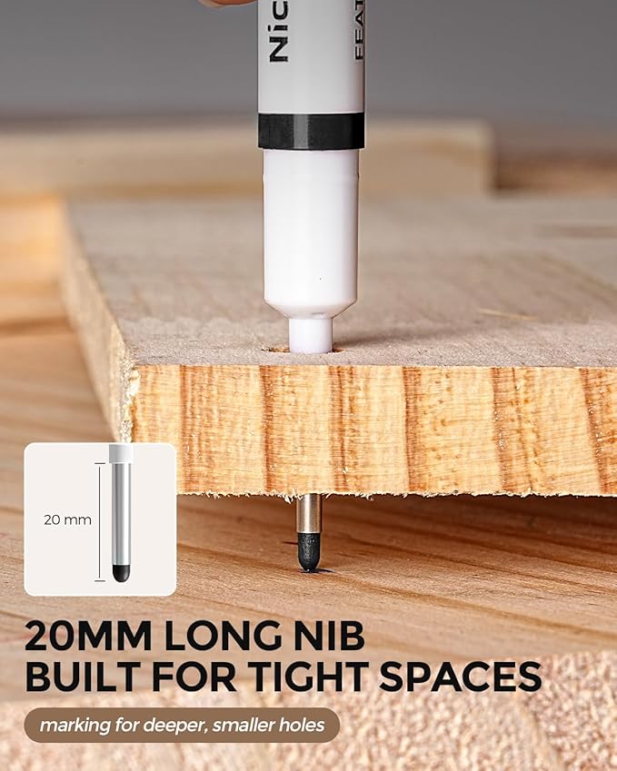 Nicpro 72 PCS Long Nib Marker Pens, 20mm Deep Hole Markers Bulk, Quick Dry & Waterproof Construction Marker, Long Head Mark Pens for Metal, Steel, Tile, Glass, Carpenter Marking Tool for Woodworking-DeskLoop Office
