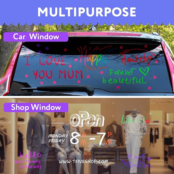 TFIVE Chalk Markers - 8 Color Chalk Pens and 24 Labels - Dry & Wet Erase, Reversible Tip, for Chalkboards, Signs, Windows, Blackboard, Glass, Mirrors, Liquid Chalk-DeskLoop Office