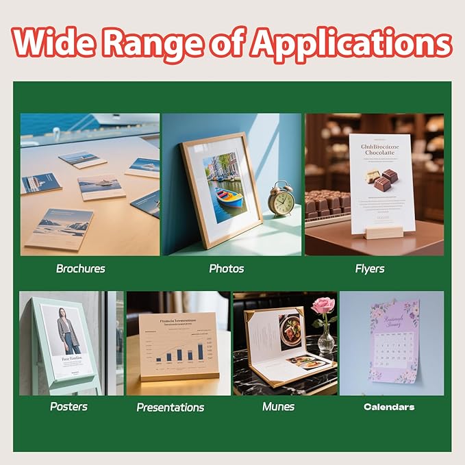 Uinkit Glossy Photo Paper 13x19inches100 Sheets 180Gsm 48lbs Professional Glossy Photographic Paper Compatible with Inkjet Printer Use DYE INK 180GSM-DeskLoop Office