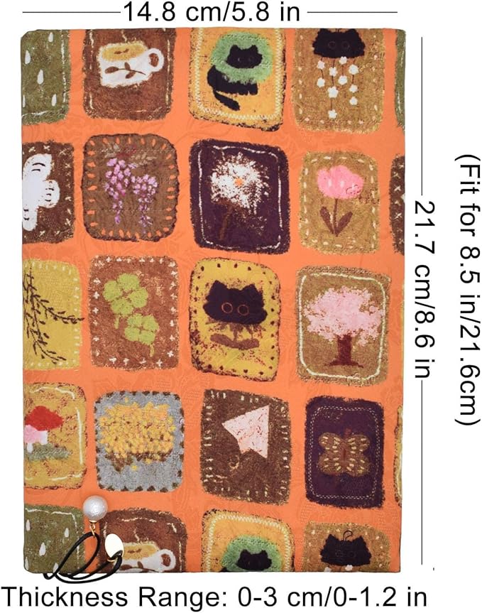 BLBMH Cute Book Covers for Paperbacks Handmade Bookcover Fit for 5.5x8.5 inch Adjustable Fabric Softcover Protector for Women Book Lovers Gifts - XC Yellow 8.5in-DeskLoop Office