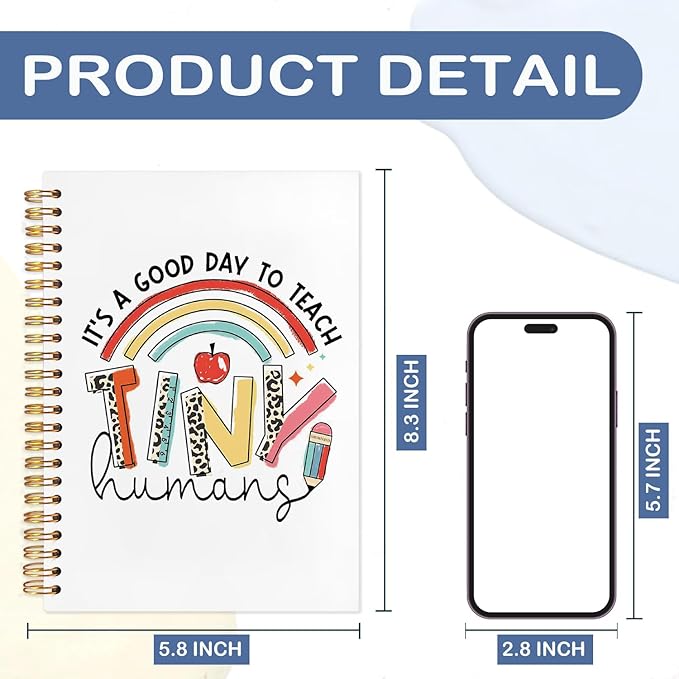 SNNDER Boho Rainbow Teacher Notebook Journal, Teacher Appreciation Gifts, Back To School Gifts for Teachers, It's a Good Day to Teach Tiny Humans Hardcover Spiral Notebooks 5.5x8.3 Inch-DeskLoop Office