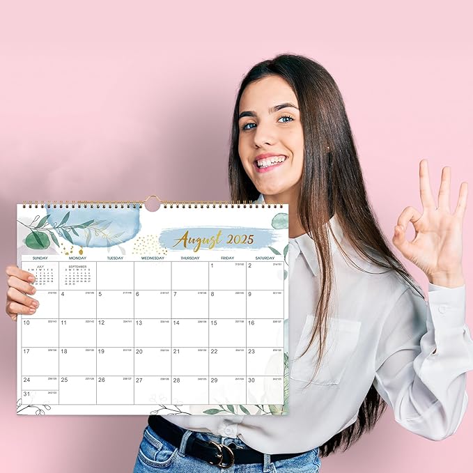 Wall Calendar 2025-2026 – Calendar 2025-2026, 11.5 x 15 In, July 2025 - December 2026, 18 Monthly Calendar, Large Block with Julian Dates, Thick Paper, Holidays, Hanging Hook, Twin-wire Binding-DeskLoop Office