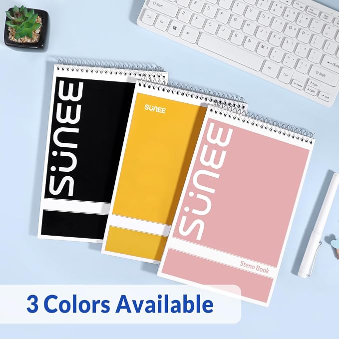 SUNEE 2 Pack Steno Pads 6x9, Gregg Rule, 60 Sheets, Spiral Notebook 6x9 - Image 7