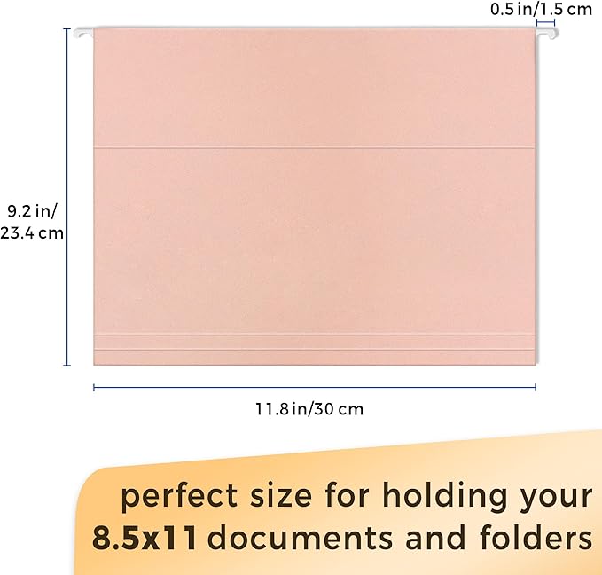 SUNEE 25 Count Hanging File Folders, Pastel Colors, Hanging File Folders Letter Size, Hanging Folders with 1/5-cut Tabs, Designed for Bulky Files, Filing Cabinets, Medical Charts-DeskLoop Office