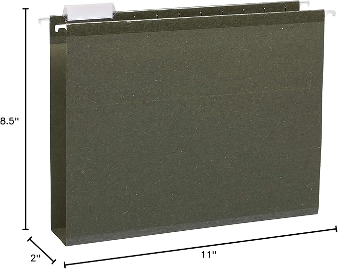 Amazon Basics Hanging File Folders, Letter Size, Standard Green, 1/5-Cut - Image 6