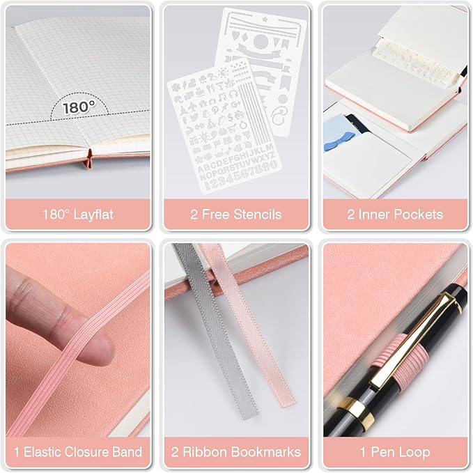 Graph Paper Notebook 3 Pack, A5 Grid Notebook Journal with Index Pages, Graph Notebook with 120gsm Paper, Leather Journal for Writing, Grid Paper Notebook for Work, School Supplies, Math,5.75" x 8.38"-DeskLoop Office