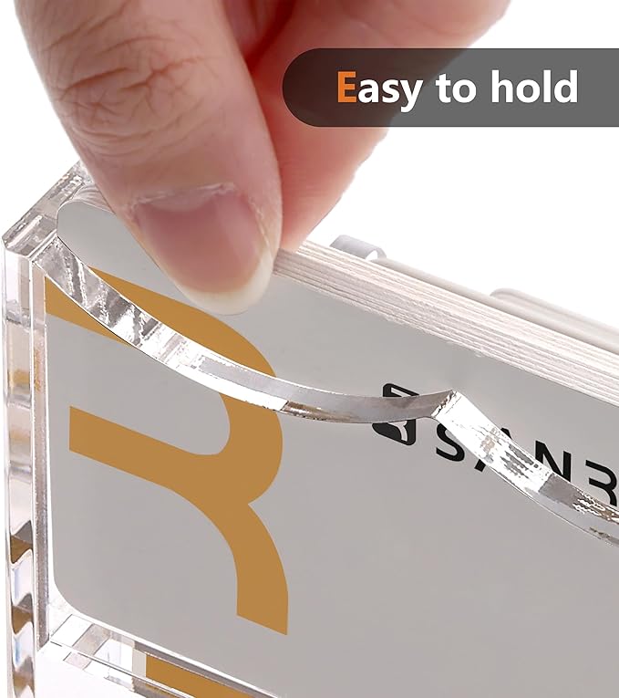 SANRUI Clear Acrylic Business Card Holder for Desk Display Stand Holders Organizer Rack , 4 Tier 4 Pocket , Holds 200 cards-DeskLoop Office