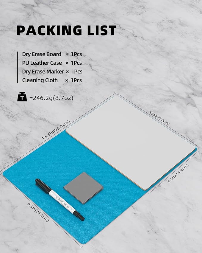 Small Dry Erase Board with Stand for Desk, Portable Reusable Desktop Notepad, 9.5* 5.9in Memo White Board,Office Home Supplies Desk Accessories MH770 (Blue)
