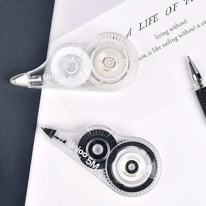 White Correction Tape Dispenser, Fast Clean and Easy to Use Tear-Resistant Tape, For school Supplies, Office (12pack, 5M/196, Tape Width 0.2in)-DeskLoop Office