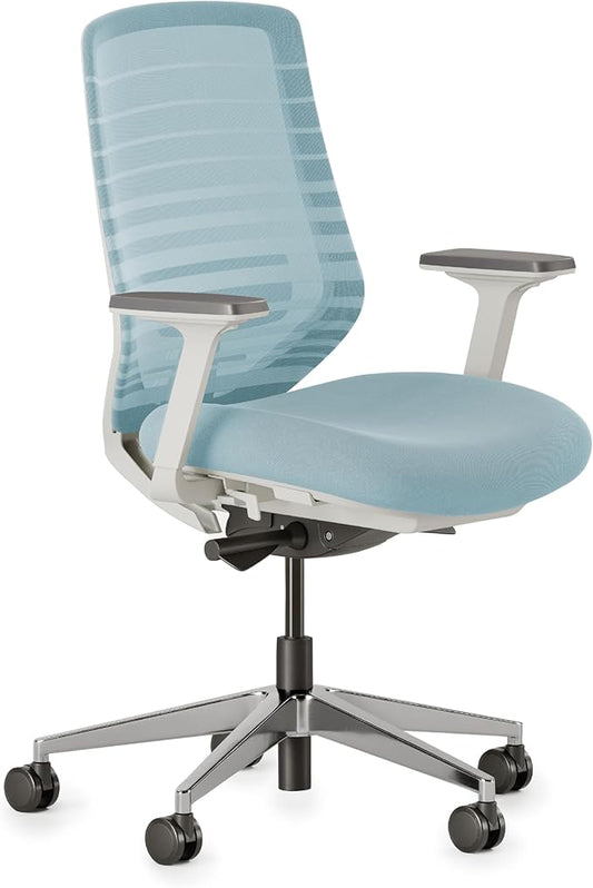 Branch Ergonomic Chair - A Versatile Desk Chair with Adjustable Lumbar Support, Breathable Mesh Backrest, and Smooth Wheels - Experience Optimal Comfort and Support - Light Blue-DeskLoop Office