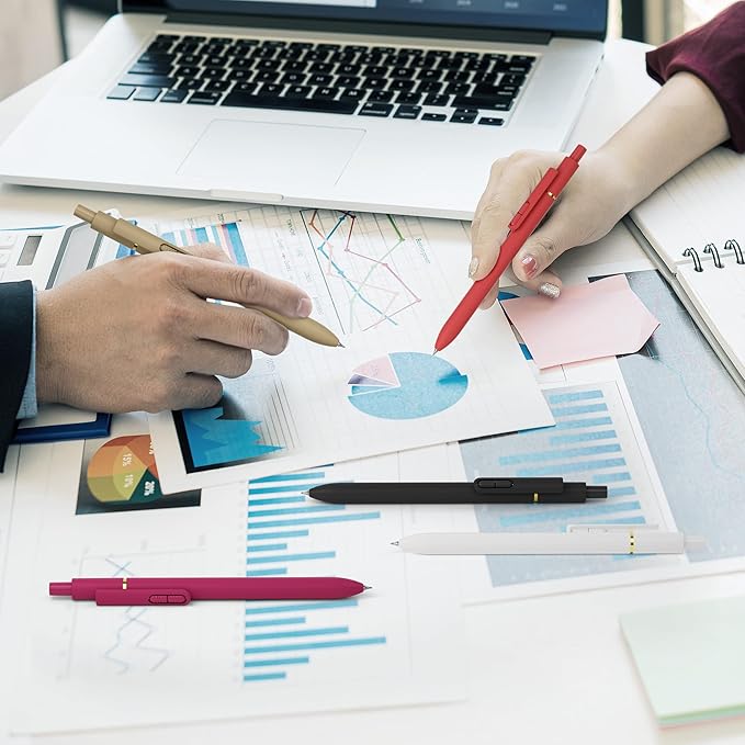 8Pcs Gel Pens with Black Ink, Fine Point Smooth Writing Pens, Quick-dry Gel Retractable Pens for Journaling Note Taking, Cute Office School Supplies for Adults Kids (0.7mm, Bright)-DeskLoop Office