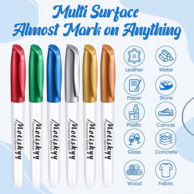 48 Pcs Metallic Permanent Markers Bulk Metallic Marker Pens Medium Tip Quick Dry Paint Pen for Classroom DIY Crafts Artist Illustration Gift Card Making(Colorful)-DeskLoop Office