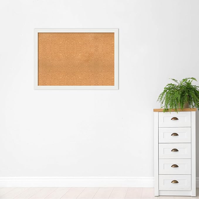 Amanti Art Natural Cork Board for Wall, 31x43 Vision Board with White Frame, X-Large Corkboard Office Decor for Home Organization, Casual Corkboard Pinboard to Display Items for Home Organization in-DeskLoop Office