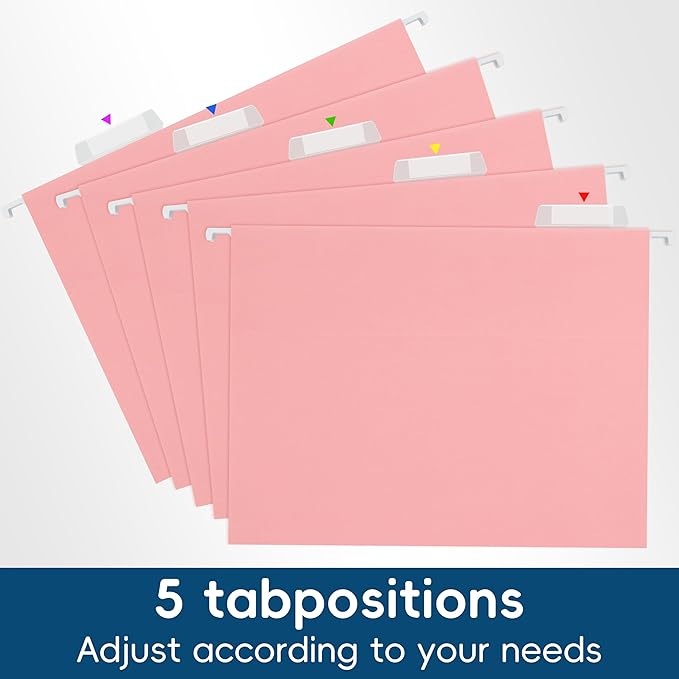 Hanging File Folders, 25 Pack Letter Size File Folders with 1/5-cut Tabs, Office Essentials for Filing Cabinet & Desk Storage-DeskLoop Office