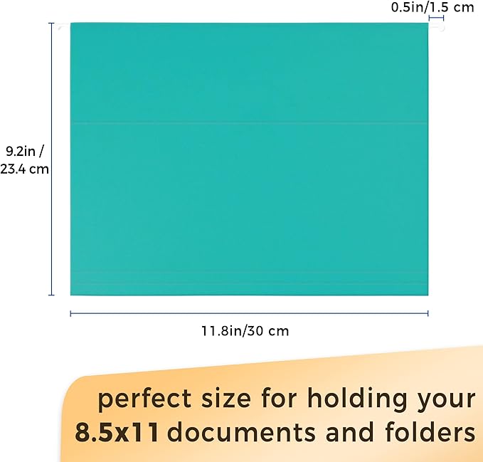SUNEE Hanging File Folders Teal, 25 Pack Letter Size File Folders with 1/5-cut Tabs, Stay Organized for Your Home and Office Bulk File and Documents-DeskLoop Office