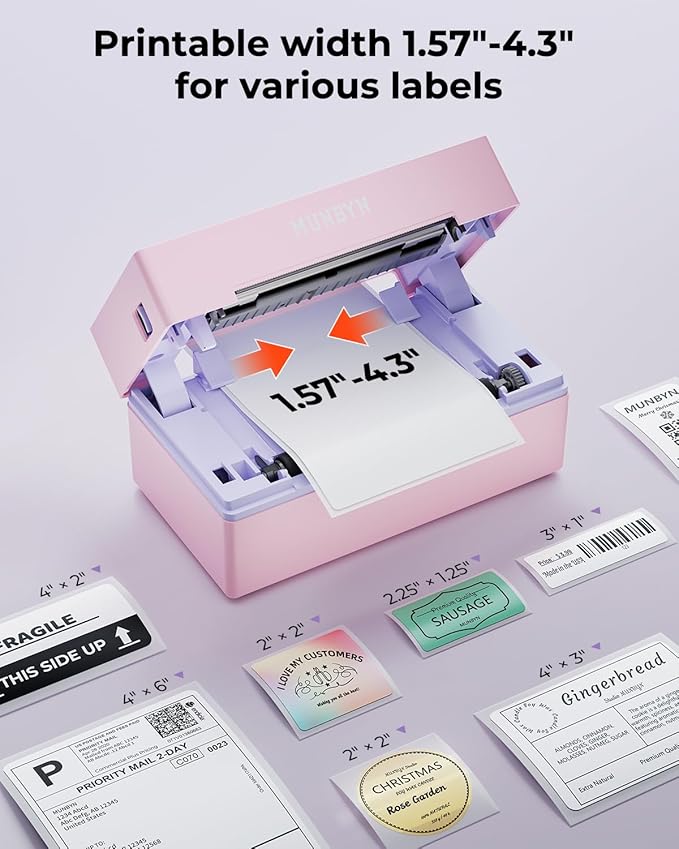 MUNBYN Bluetooth Thermal Label Printer, 130B Wireless 4x6 Shipping Label Printer for Shipping Packages Small Business Office or Home, Compatible with iPhone Android iPad Windows macOS Chrome Etsy eBay-DeskLoop Office