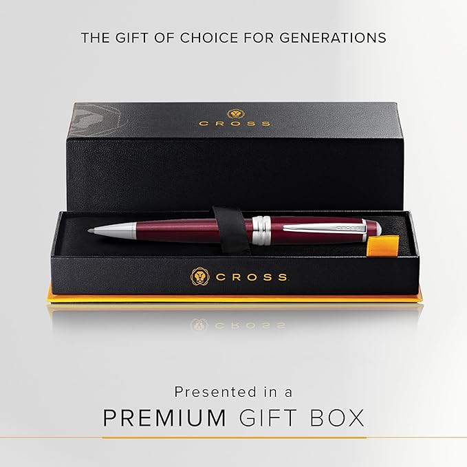Cross Bailey Refillable Ballpoint Pen Presented in a Premium Gift Box - Medium Point, Black Ink, Red-DeskLoop Office