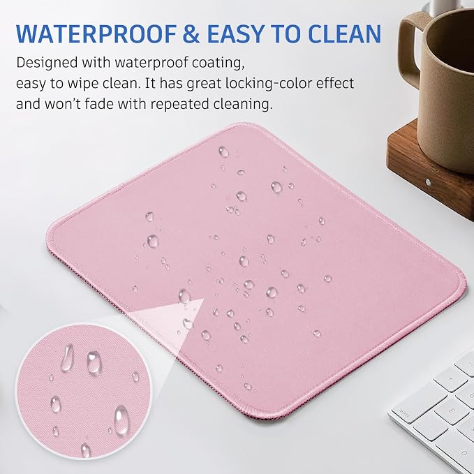 Pink Mouse Pad, Nice and Cute Mouse Pad, Splash-Proof Textured 10.2 x 8.2Inch - Image 6