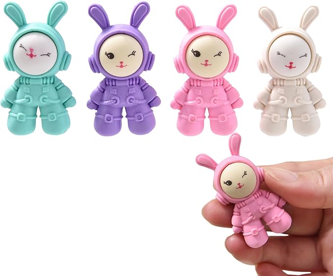20Pcs Outer Space Themed Erasers for Kids Bulk, Cute Rabbit Astronaut Buddy Eraser Spaceman Erasers for School Classroom Supplies Party Favors-DeskLoop Office