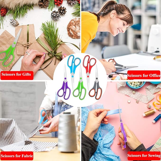 Scissors Bulk Set of 40-Pack, Niutop 8" Multipurpose Sharp Sewing Craft Fabric Scissors for Office Home High/Middle School Student Office Teacher Art Supplies, Soft Comfort-Grip Right/Left Handles-DeskLoop Office