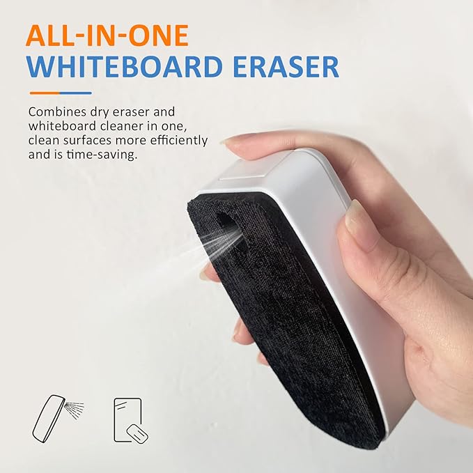 Dry Erase Markers for Black Glass Board, 2-in-1 Magnetic Chalkboard Spray Eraser & Washable Reversible Dual Tip Liquid Chalks - Bullet & Fine Point for Window Acrylic Refrigerator-DeskLoop Office