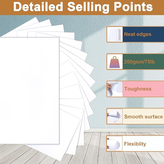 40 Sheets White Cardstock 8.5 x 11 Printer Paper, 200gsm/75lb Premium Craft Paper Card Stock for DIY Card Making, Greeting Cards, Business Cards, Invitations, Certificates, Menus, Wedding-DeskLoop Office