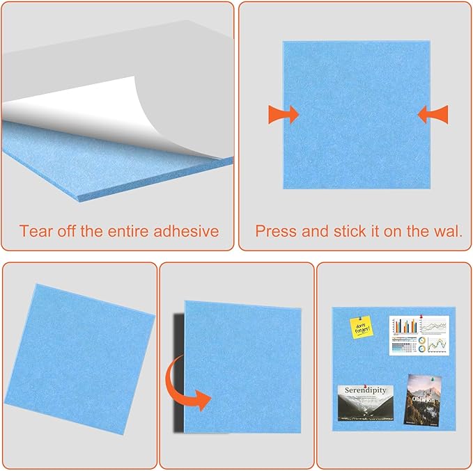 Cork Boards for Walls 48" x 36" Felt Board Alternative, 12 Pack Felt Wall Tiles Bulletin Board, Large Cork Board for Office Pin Board Tack Board Cork Boards-DeskLoop Office