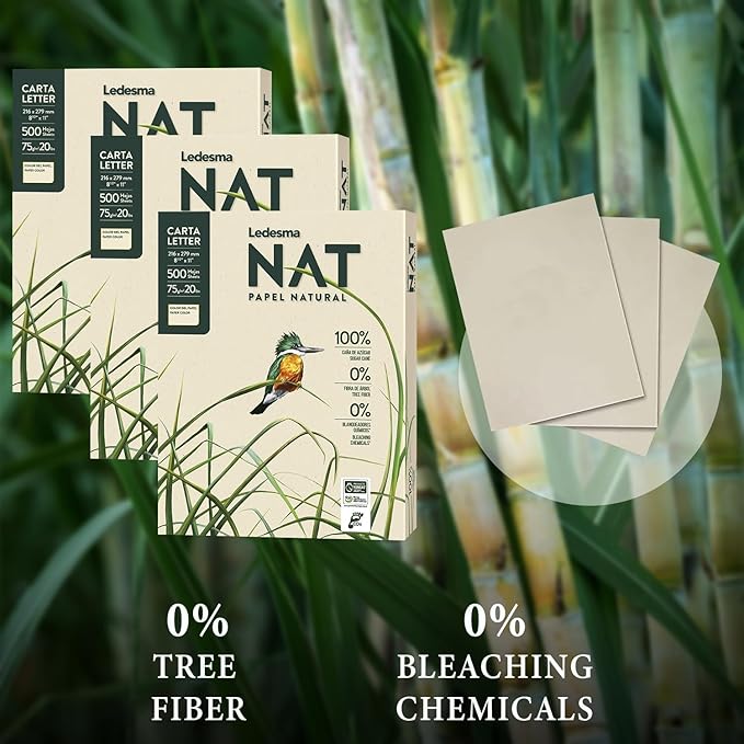 Letter Size (8.5"x11") Natural Sugarcane Pulp Printer Paper, For All Office And Photocopy Printers, Designs, Crafts (3 Reams (1500 Sheets))-DeskLoop Office