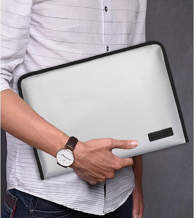 ENGPOW Expanding File Folder Important Document Organizer Fireproof and Waterproof Document Bag with A4 Size 13 Pockets Zipper Closure Non-Itchy Silicone Coated Portable Filing Wallet Pouch(Silver)-DeskLoop Office