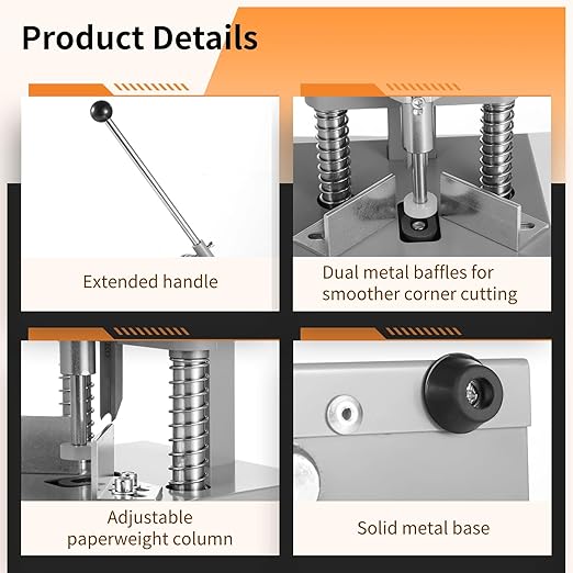 Corner Rounder, Paper Punch Cutter, Hand-Operated Corner Rounding Machine with R6mm and R10mm Dies, Industrial Heavy Duty Paper Cutting Tool for Laminate-DeskLoop Office