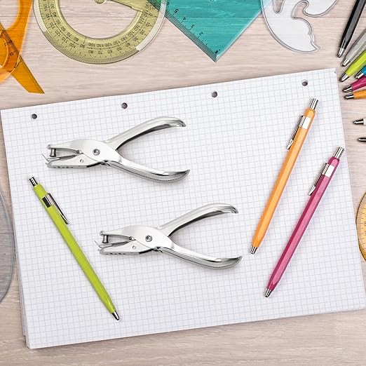 Jucoan 24 Pack Single Hole Punch,1/4 Inch Small Hole Punch, Metal Handheld One Hole Paper Puncher for Tags Tickets Home Office School Craft, 8 Sheets Capacity, 6 mm-DeskLoop Office