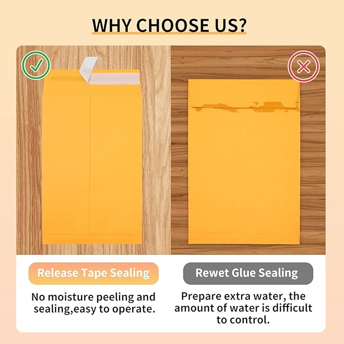 Joyberg 6x9 Envelopes Self Seal, Yellow, Printable, Tear Resistant Kraft Envelopes for Mailing Letters, Documents, Photos, Invitations-DeskLoop Office