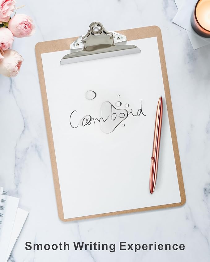 Cambond Ballpoint Pens, Guest Pen Stainless Steel Nice Pens for Guest Book Uniform Christmas Gift - Black Ink (1.0mm Medium Point), 3 Pens with 6 Extra Refills (Rose Gold),3 Count (Pack of 1)-DeskLoop Office