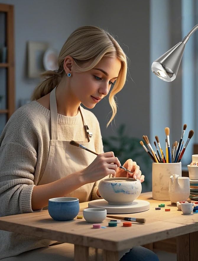 HomeFocus - Bedside Table Lamp,LED Desk Lamp,Reading Light,Eye-Caring for Reading Lamp,LED 5W,Touch dimmable Bedside lamp,Bedside Night Light,Metal,Satin Nickel.-DeskLoop Office