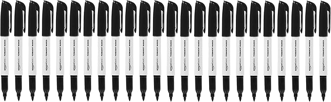 Amazon Basics Fine Tip Point Permanent Markers for Office, School, and Home Use, Black, 24 Pack-DeskLoop Office
