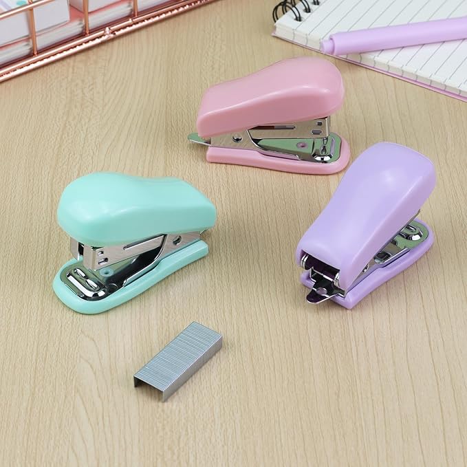 Mini Desktop Stapler Set,20 Sheet Capacity,Includes Built-in Staple Remover and 750PCS No.12 Staples,Small Cute Stapler for Office and School Supplies (Pink)-DeskLoop Office