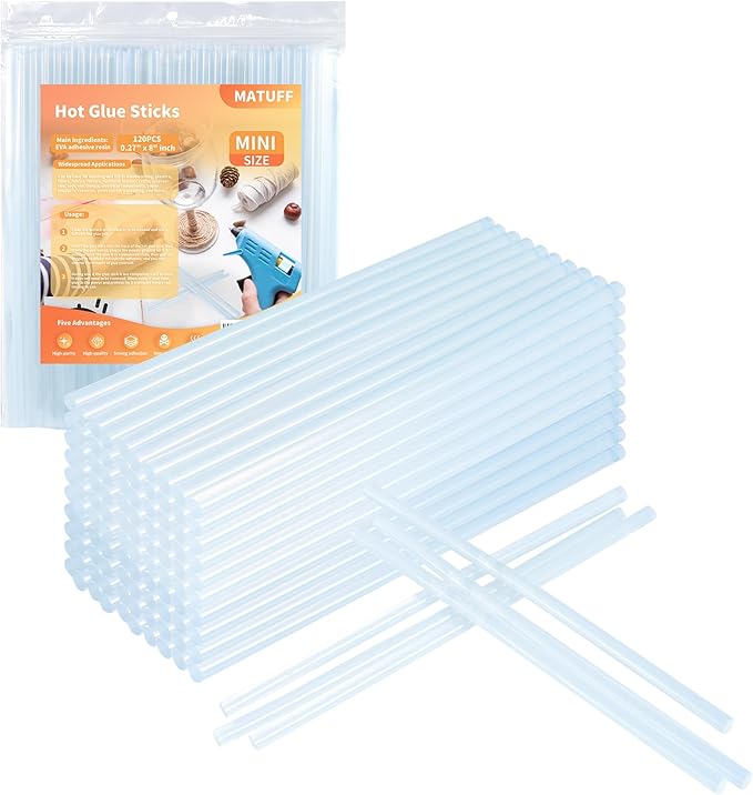 MATUFF Mini hot Glue Gun Sticks – 120 Pcs Clear hot Glue Sticks Dia 0.27” x 8” Long Mini Glue Stick, All-Purpose Glue Sticks Bulk for Crafting, Scrapbooking & More - Compatible with Most Glue Guns-DeskLoop Office