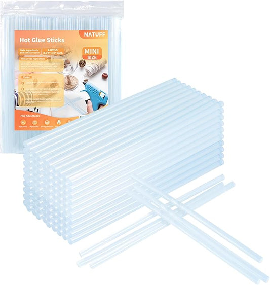 MATUFF Mini hot Glue Gun Sticks – 120 Pcs Clear hot Glue Sticks Dia 0.27” x 8” Long Mini Glue Stick, All-Purpose Glue Sticks Bulk for Crafting, Scrapbooking & More - Compatible with Most Glue Guns-DeskLoop Office