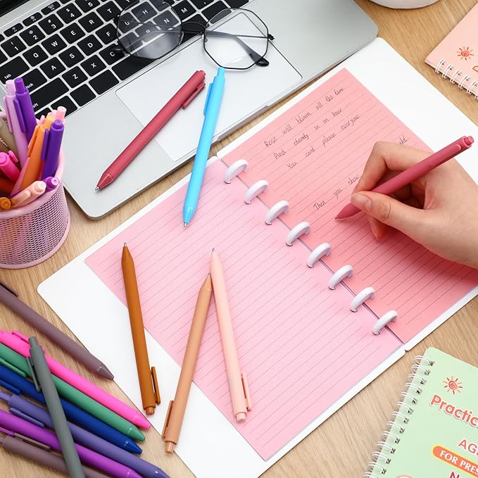 100 Pcs Ballpoint Pens Bulk Retractable Writing 1. 0 mm Black Ink Cute Pens Smooth Writing Color Fancy Gift for Teacher Student Employee Office School Home Baby Shower Supplies (Morandi)-DeskLoop Office