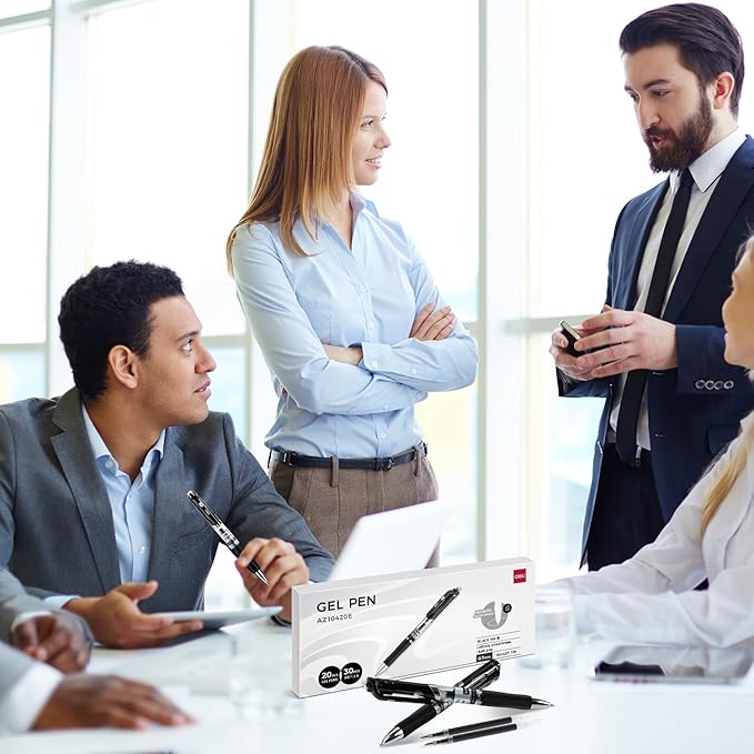 deli Gel Pens, 50 Pcs Retractable Pens Black Ink, 20 Pens with 30 Refills,Medium Point Pen Bulk 0.7mm, Smooth Writing, Fast Dry, No Bleed for Journaling Note Taking, Home School Office Supplies-DeskLoop Office