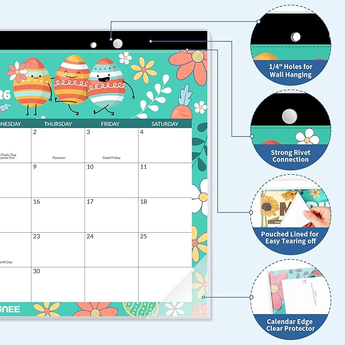 SUNEE Desk Calendar 2025-2026 17x12, 18 Months, JUL. 2025 - DEC. 2026, Academic Desktop Calendar 2025-2026, School Year Large Calendar for Teacher, Seasons Color-DeskLoop Office