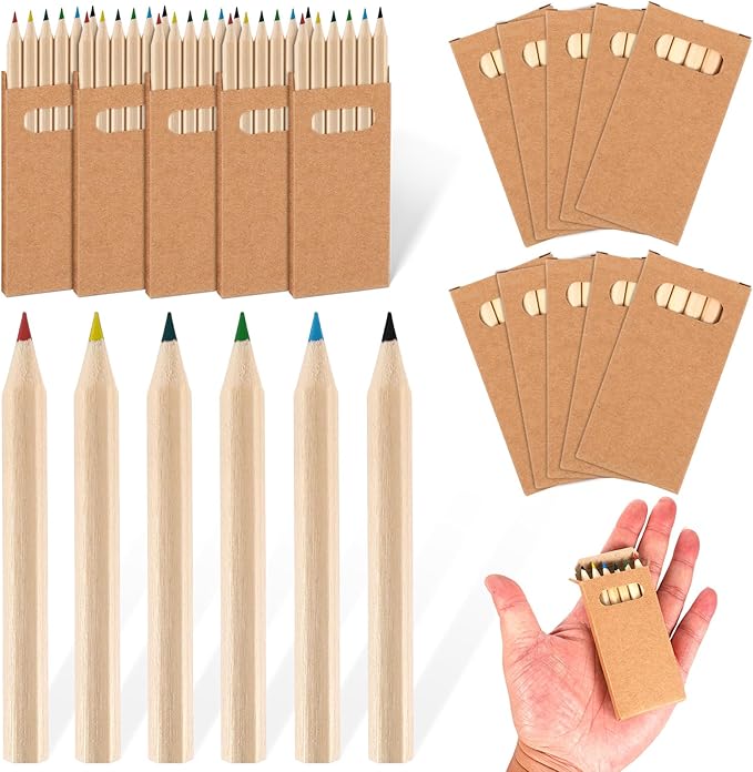 Faccito 15 Packs Mini Drawing Colored Pencils for Kids 3.5 Inch Portable Short Fat 6 Different color Pre Sharpened Pencils in Bulk for Children Painting Classroom School Supplies-DeskLoop Office