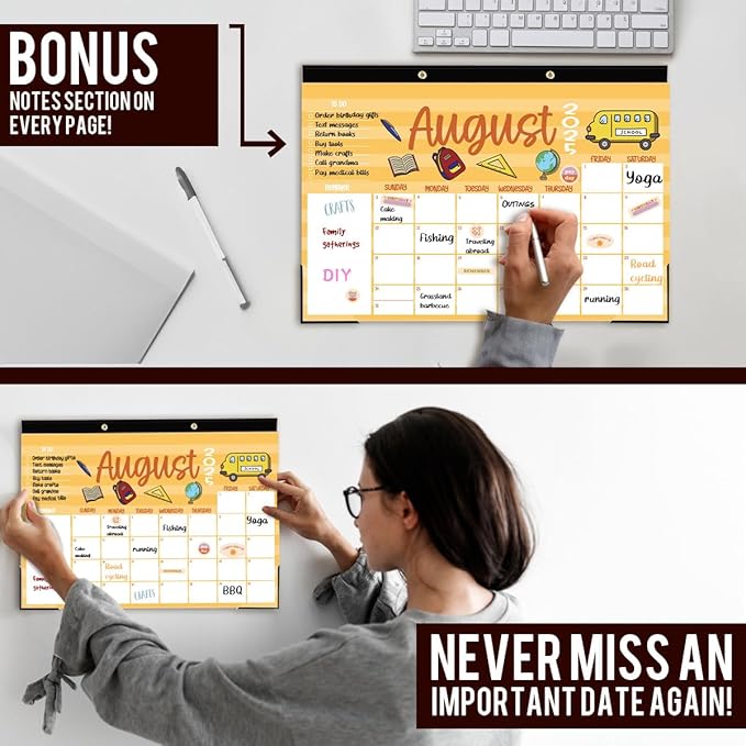 Large Doodle Teacher Desk Calendar 2025-2026 25-26 Teacher planner 17-Month 2025-2026 Desk Desktop Holiday Monthly classroom Calendar 2025 August 2025-December 2026 with Holiday Planner Stickers-DeskLoop Office