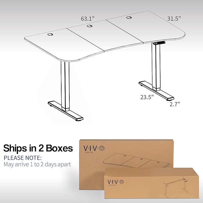 VIVO Electric 63 x 32 in Standing Desk, Memory Height Adjustment, 1B Series, Dark Gray Top Gray Frame, DESK-KIT-1G1G