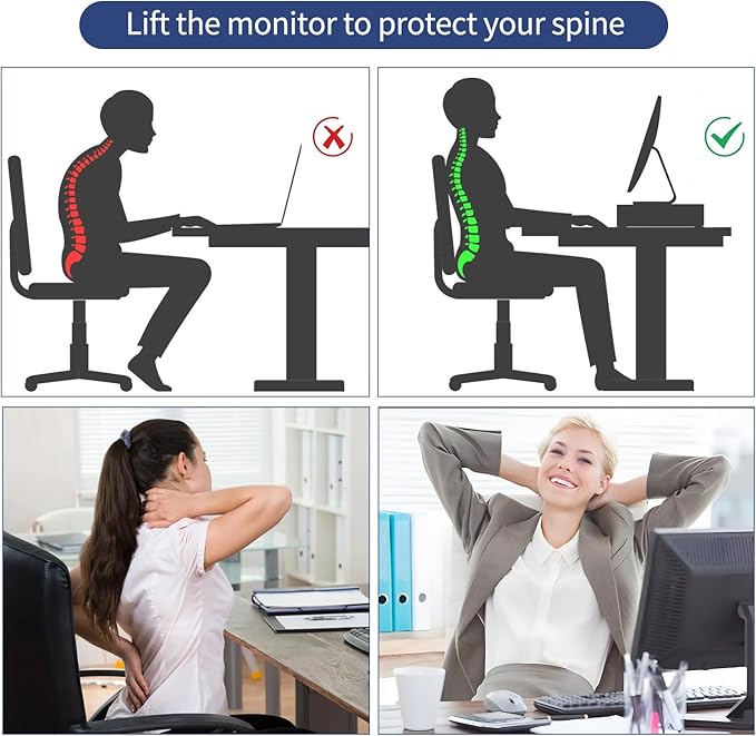 AUPSEN Computer Monitor Stands Riser,2-Tier Desk Organizers and Accessories, Office Desk Accessories Organizer with Drawers and 2 Pen Holder for Office Supplies (Blue)-DeskLoop Office