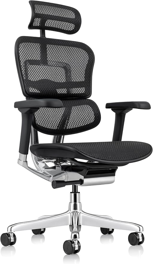 Ergohuman Eurotech ME7ERG GEN2 High Back Mesh Office, Computer, or Gaming Chair w/Tilt Tension Control & Lock, Back Angle/Height, Swivel Arms, Seat Height,/Depth, and Arm Height Adjustments, Black-DeskLoop Office