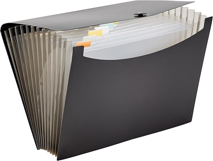Amazon Basics Expanding Organizer File Folder, Letter Size - Black & Gray, 2-Pack-DeskLoop Office
