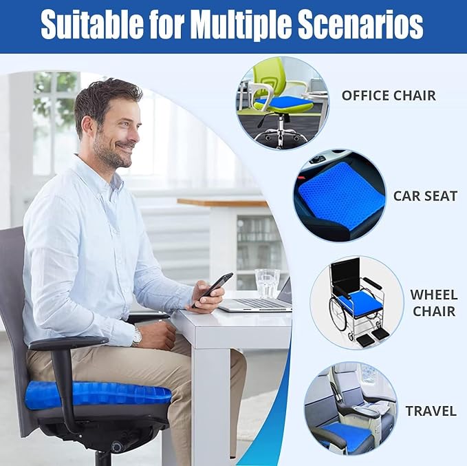 Gel Seat Cushion for Long Sitting Pressure Relief - Image 8